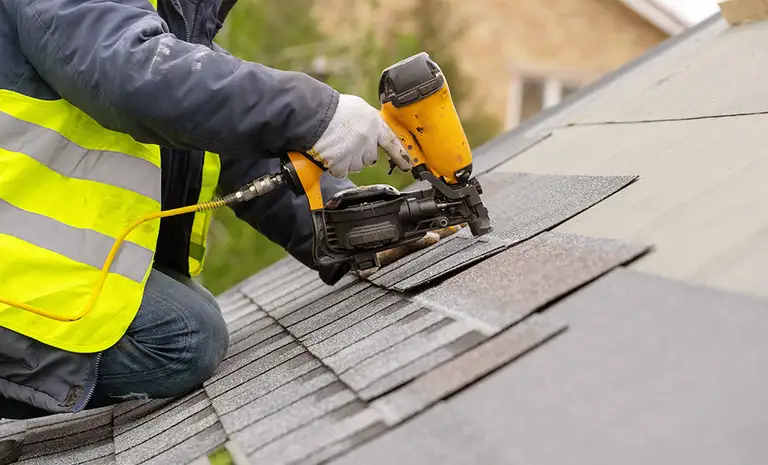 Roof replacement in progress on an Orillia home